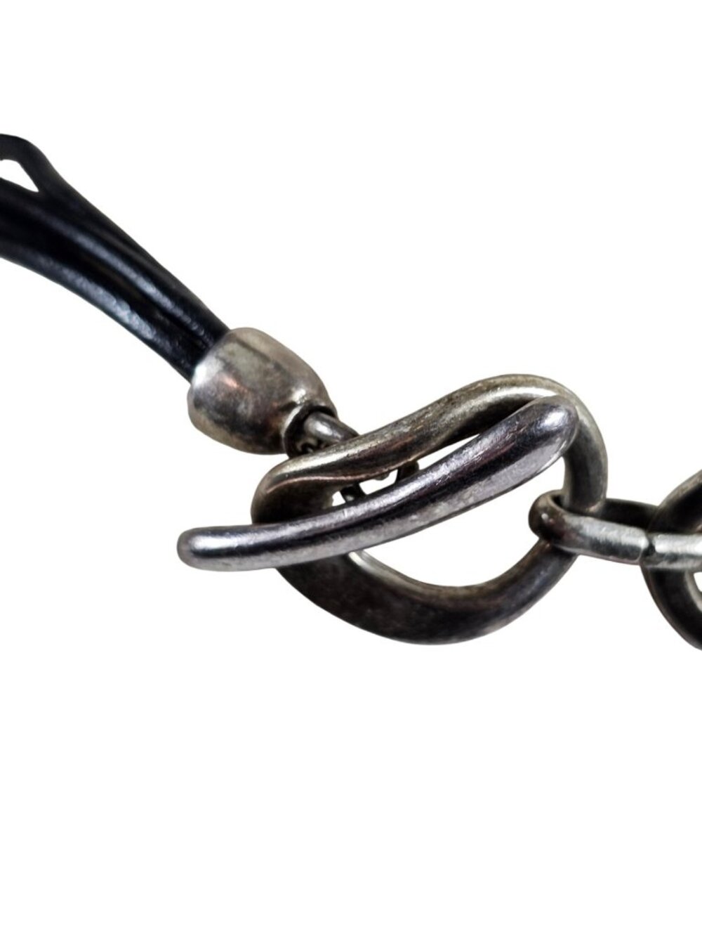Premier Designs Silver Tone Open Circle Pendant Necklace Multi Strand Black Cord - Picture 3 of 8